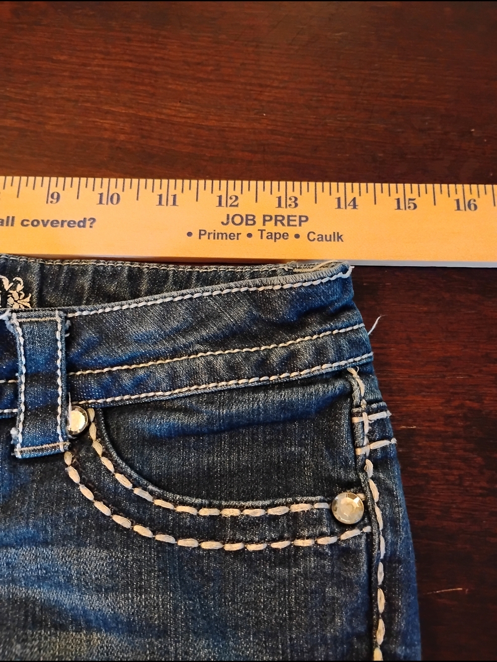 Paisley‎ Sky Light Indigo Denim Shorts Bedazzled Buttons - Picture 6 of 8